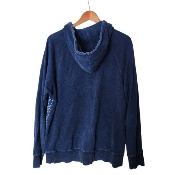 PRPS Goods Indigo Blue Distressed Hooded Sweatshirt 2XL Kangaroo Pocket Slim aci - Picture 12 of 16